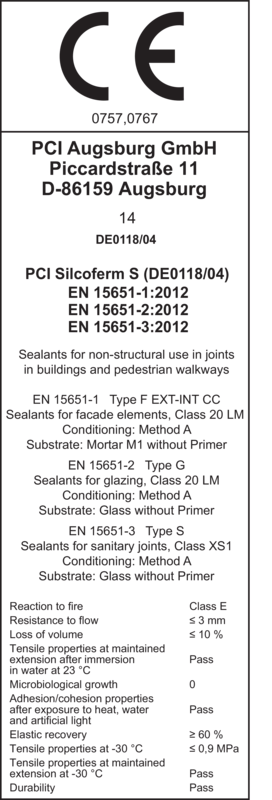 PCI Silcoferm S – Universell silikonfogmassa för inom- och utomhusbruk