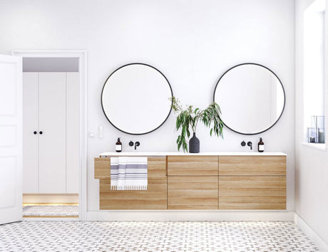 Angular dubbelt tvättställ i specialmått